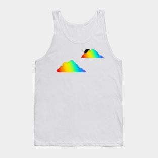 Graphic Rainbow Clouds on White Tank Top